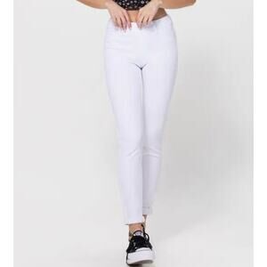 Cello Mid Rise Pull On Double Rolled Cuff Crop Skinny Pants White Size XL